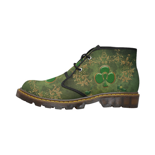 Happy st. patrick's day with clover Women's Canvas Chukka Boots (Model 2402-1)