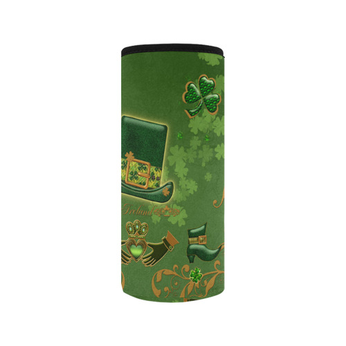 Happy st. patrick's day with hat Neoprene Water Bottle Pouch/Medium