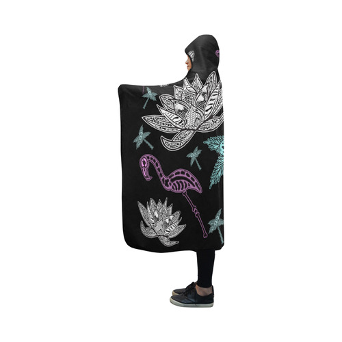 PUNK ROCK FLAMINGO PATTERN Hooded Blanket 50''x40''