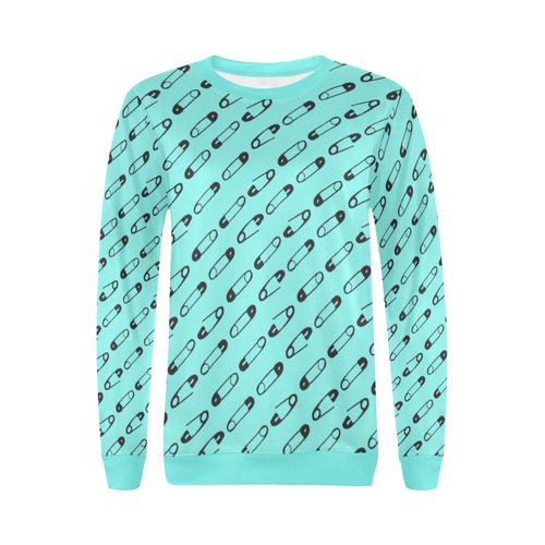 SAFETY PIN PATTERN AQ All Over Print Crewneck Sweatshirt for Women (Model H18)