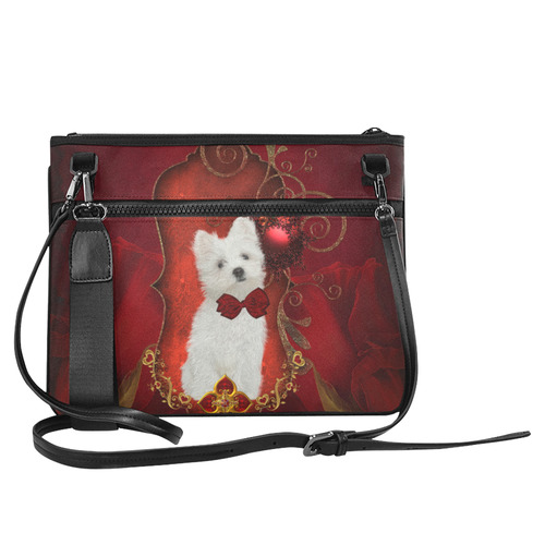 Cute maltese puppy Slim Clutch Bag (Model 1668)