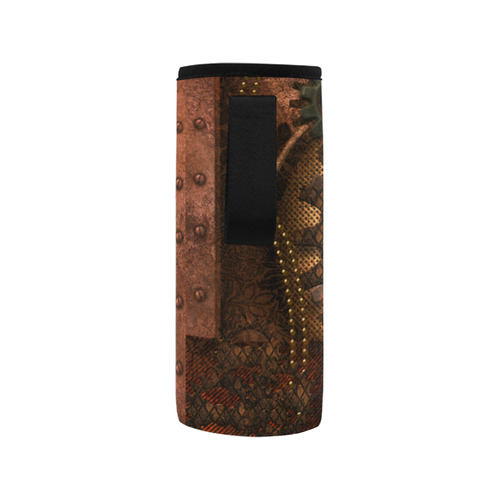 Steampunk, awesome herats with clocks and gears Neoprene Water Bottle Pouch/Medium