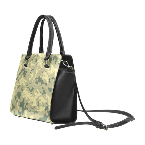 green Camouflage Rivet Shoulder Handbag (Model 1645)