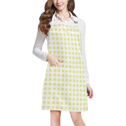 Pale Yellow Gingham All Over Print Apron