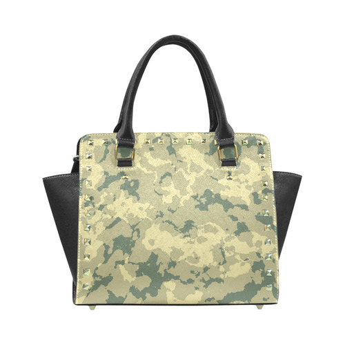 green Camouflage Rivet Shoulder Handbag (Model 1645)