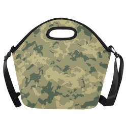 green Camouflage Neoprene Lunch Bag/Large (Model 1669)