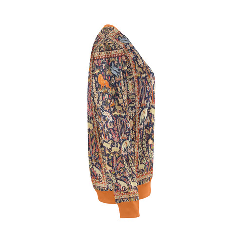 Antique Floral Animal Vintage Persian Rug All Over Print Crewneck Sweatshirt for Women (Model H18)
