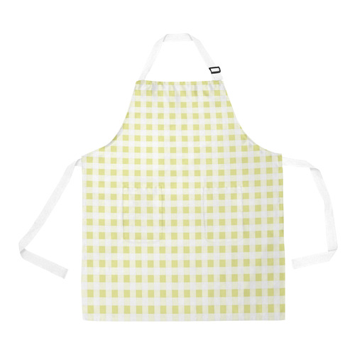 Pale Yellow Gingham All Over Print Apron