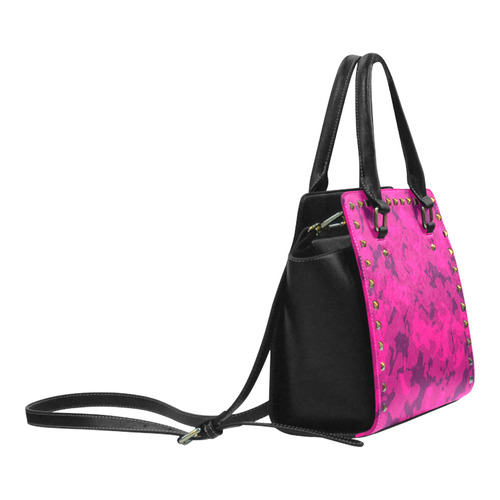 pink Camouflage Rivet Shoulder Handbag (Model 1645)