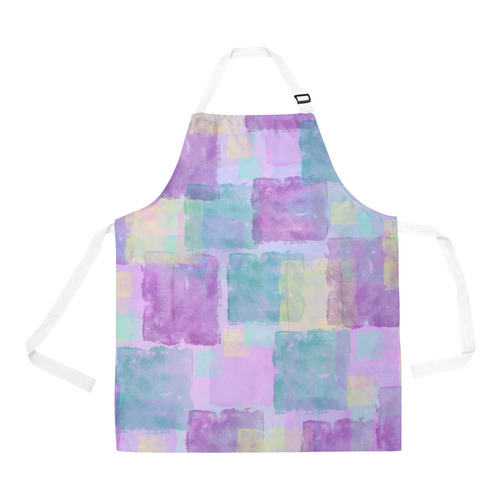 Purple Turquoise Blocks All Over Print Apron