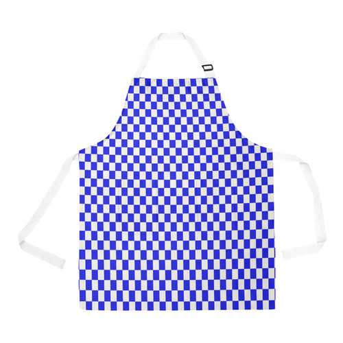 Bright Blue Gingham All Over Print Apron