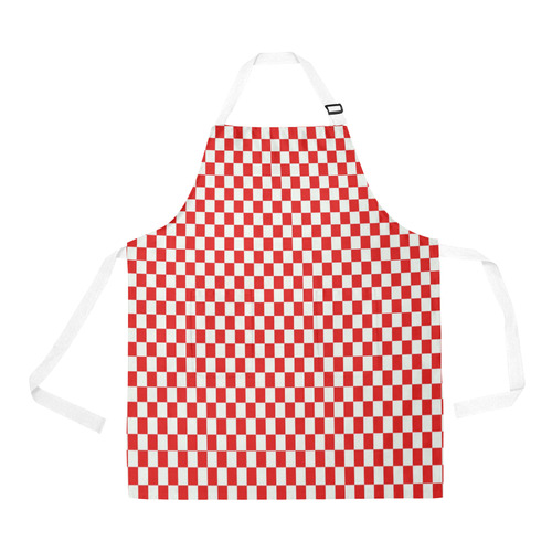 Bright Red Gingham All Over Print Apron