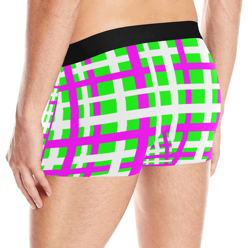 Fuchsia & Green Interlocking Stripes Men's All Over Print Boxer Briefs (Model L10)