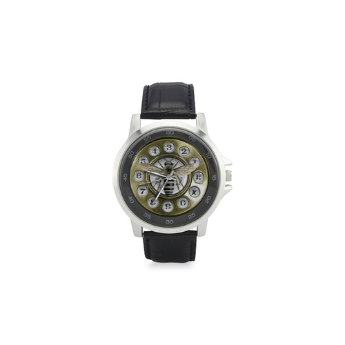 Redial Bee Unisex Stainless Steel Leather Strap Watch(Model 202)
