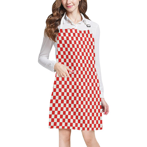 Bright Red Gingham All Over Print Apron