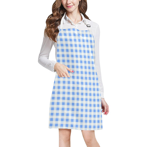 Sky Blue Gingham All Over Print Apron