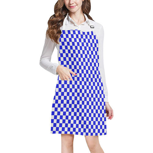 Bright Blue Gingham All Over Print Apron