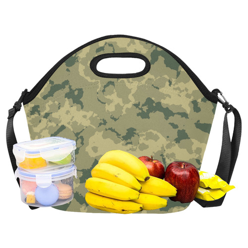 green Camouflage Neoprene Lunch Bag/Large (Model 1669)