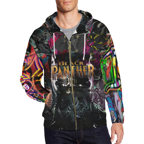 Black Panther - By TheONE Savior @ ImpossABLE Endeavors All Over Print Full Zip Hoodie for Men (Model H14)