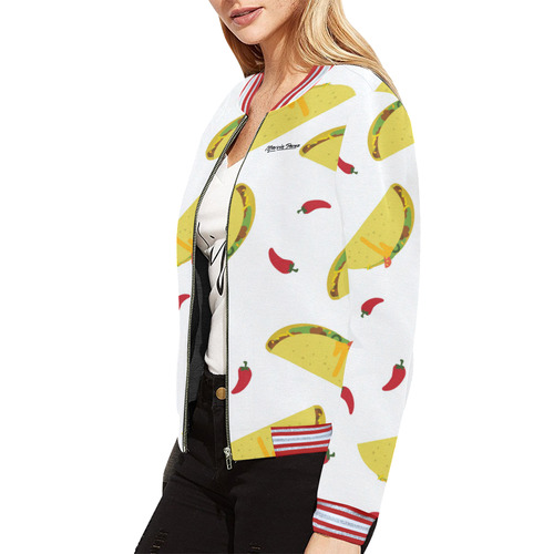 Tacos All Over Print Bomber Jacket for Women (Model H21)