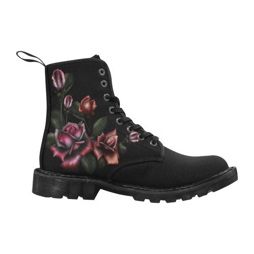 Gothic Rose Martin Boots for Men (Black) (Model 1203H)