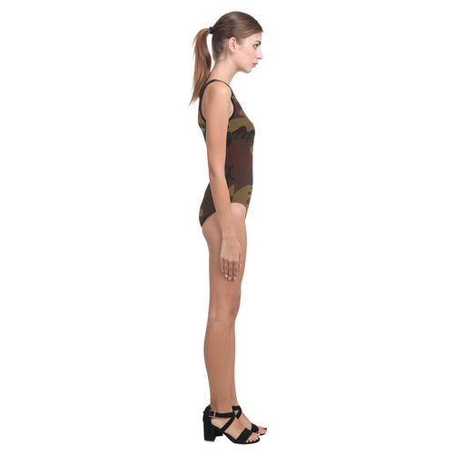 Camo Dark Brown Vest One Piece Swimsuit (Model S04)