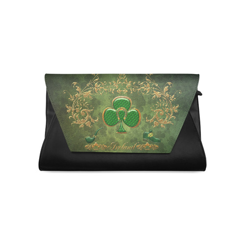 Happy st. patrick's day with clover Clutch Bag (Model 1630)