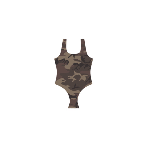 Camo Red Brown Vest One Piece Swimsuit (Model S04)