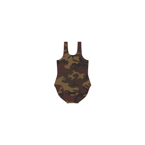 Camo Dark Brown Vest One Piece Swimsuit (Model S04)