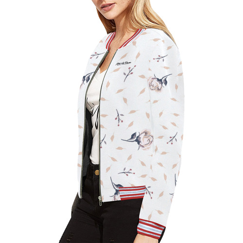 Floral All Over Print Bomber Jacket for Women (Model H21)