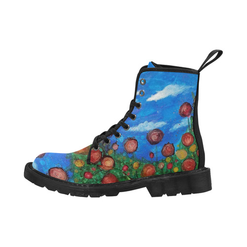 Field of Flowers #1 Martin Boots for Women (Black) (Model 1203H)