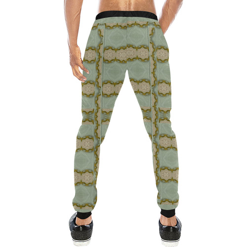 Celtic wood knots in decorative gold Men's All Over Print Sweatpants (Model L11)