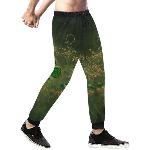 Happy st. patrick's day with clover Men's All Over Print Sweatpants (Model L11)