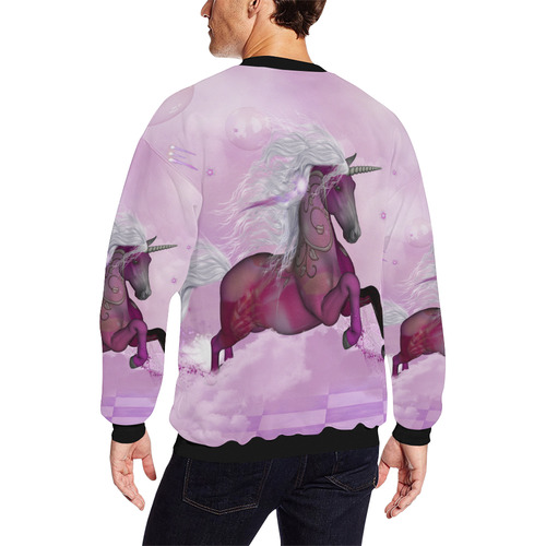 Awesome unicorn in violet colors All Over Print Crewneck Sweatshirt for Men/Large (Model H18)