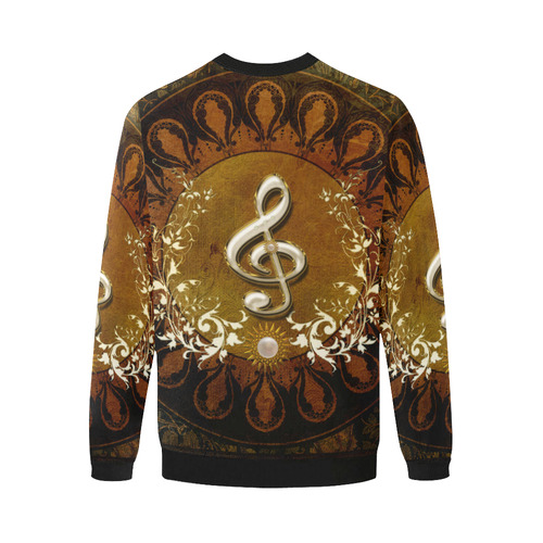 Music, decorative clef with floral elements Men's Oversized Fleece Crew Sweatshirt (Model H18)