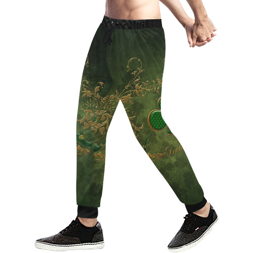 Happy st. patrick's day with clover Men's All Over Print Sweatpants (Model L11)