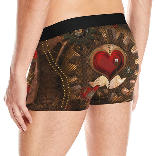 Steampunk, awesome herats with clocks and gears Men's All Over Print Boxer Briefs (Model L10)