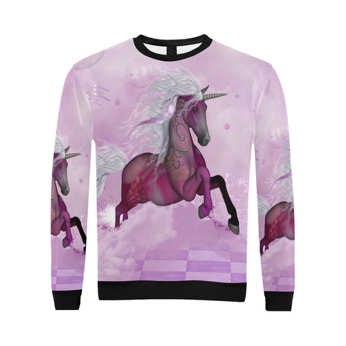 Awesome unicorn in violet colors All Over Print Crewneck Sweatshirt for Men/Large (Model H18)