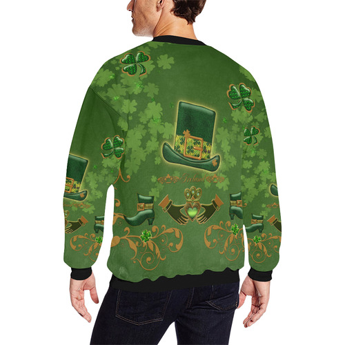 Happy st. patrick's day with hat All Over Print Crewneck Sweatshirt for Men (Model H18)