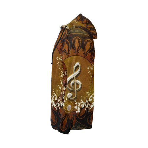Music, decorative clef with floral elements All Over Print Full Zip Hoodie for Men/Large Size (Model H14)