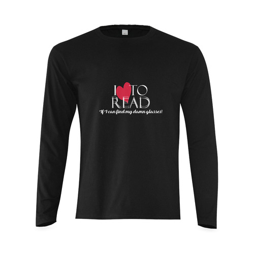 I Love to Read (Black) Sunny Men's T-shirt (long-sleeve) (Model T08)