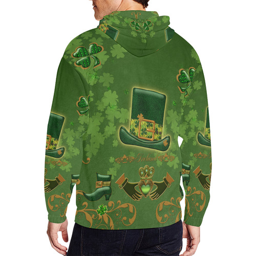 Happy st. patrick's day with hat All Over Print Full Zip Hoodie for Men/Large Size (Model H14)