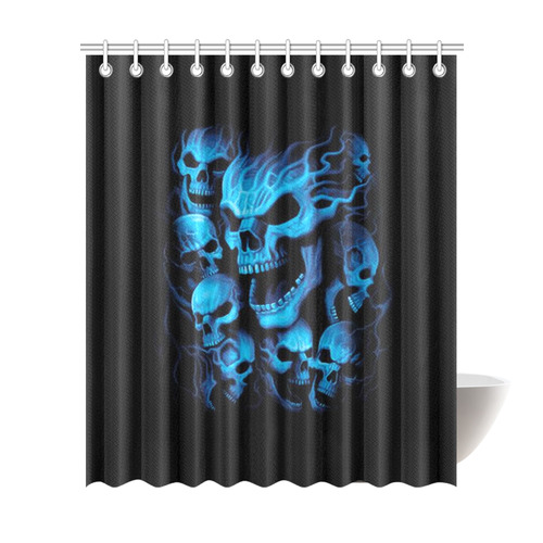 Blue Skulls Shower Curtain 72"x84"