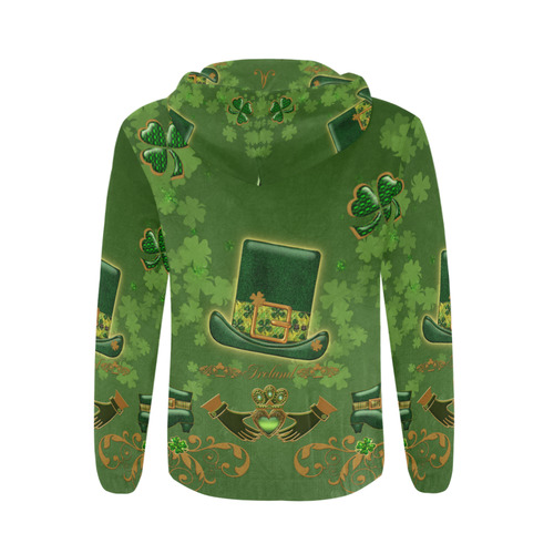 Happy st. patrick's day with hat All Over Print Full Zip Hoodie for Men/Large Size (Model H14)