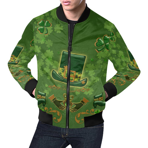 Happy st. patrick's day with hat All Over Print Bomber Jacket for Men (Model H19)