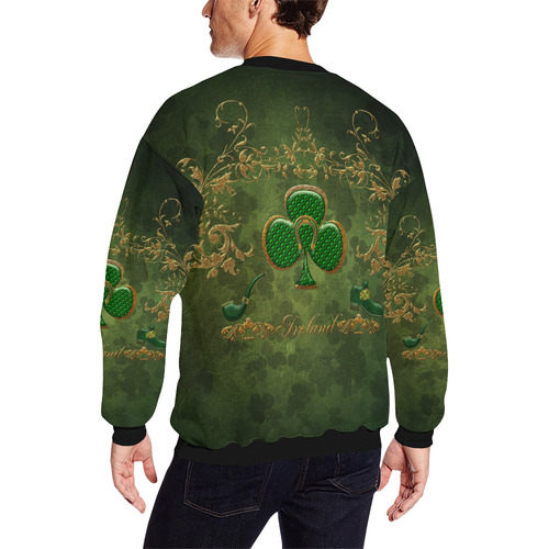 Happy st. patrick's day with clover All Over Print Crewneck Sweatshirt for Men (Model H18)