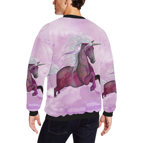 Awesome unicorn in violet colors Men's Oversized Fleece Crew Sweatshirt (Model H18)