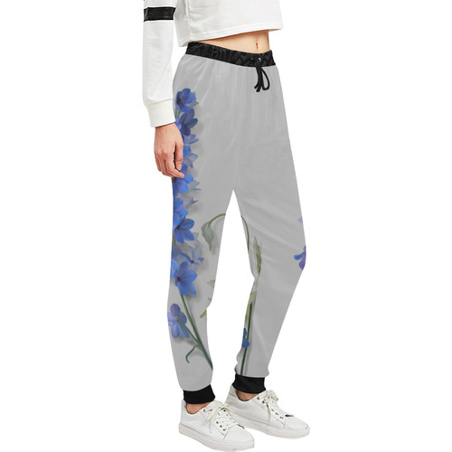 Blue - Violet Consolida original floral watercolor Unisex All Over Print Sweatpants (Model L11)