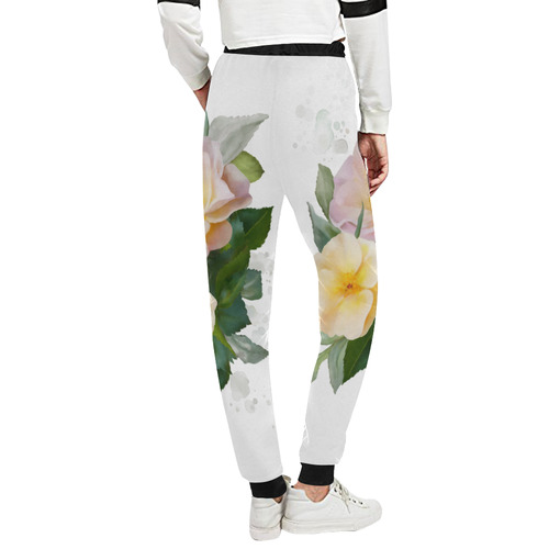 2 Wild Roses floral watercolor Unisex All Over Print Sweatpants (Model L11)