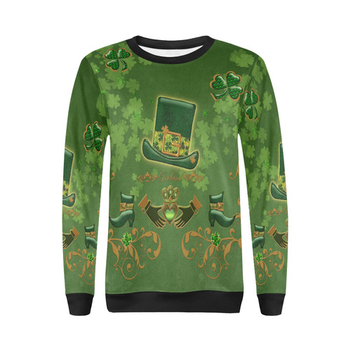 Happy st. patrick's day with hat All Over Print Crewneck Sweatshirt for Women (Model H18)